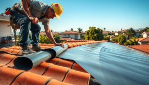 Aplicação de manta em telhados